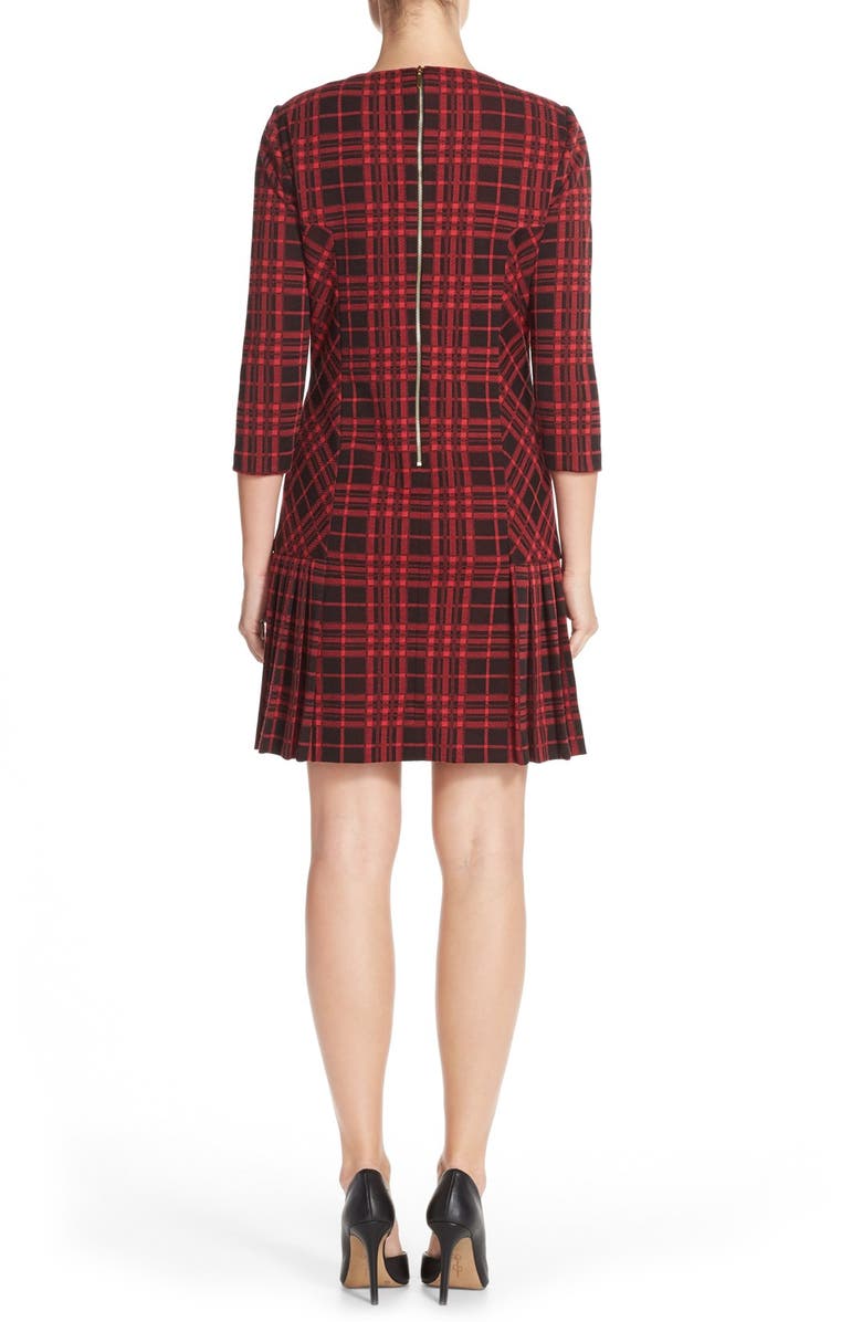 Tahari Pleat Plaid Jacquard A-Line Dress, Alternate, color, 