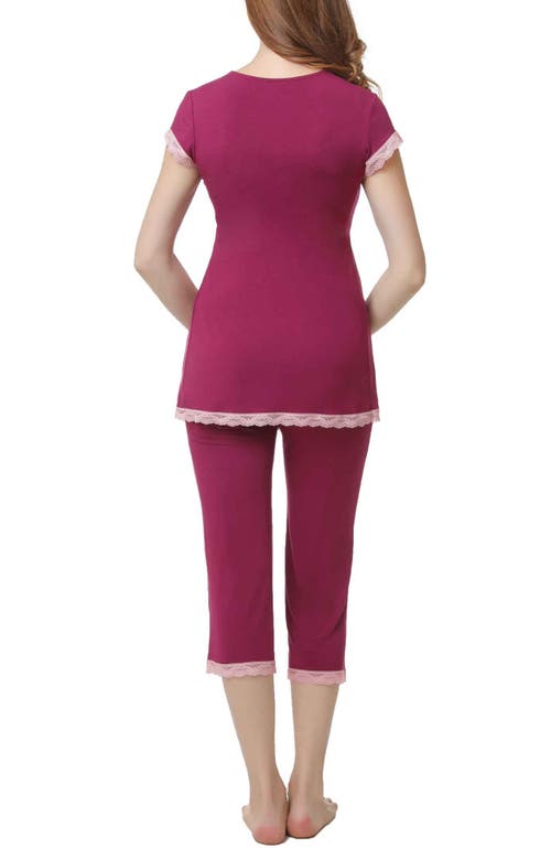 Kimi & Kai Cindy Maternity/nursing  Pajamas Set In Deep Berry
