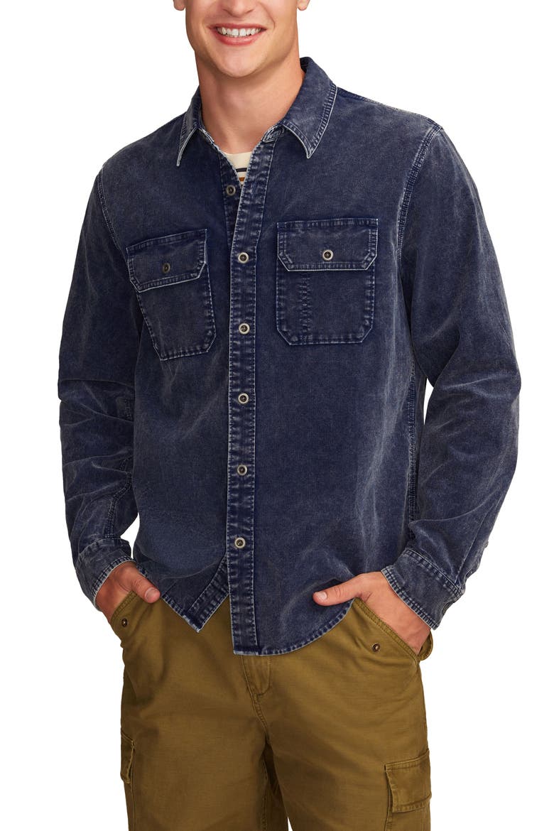 Indigo Cotton Corduroy Button-Up Shirt, Main, color, INDIGO
