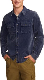 Lucky Brand Indigo Cotton Corduroy Button-Up Shirt