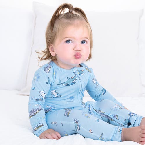 Bellabu Bear Baby Shark School Convertible Footie In Blue