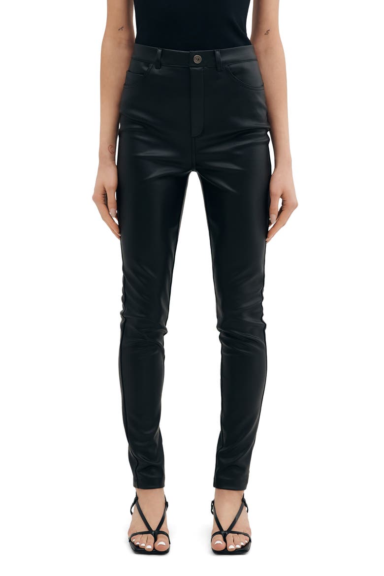 Santiago Faux Leather High Waist Pants, Main, color, BLACK
