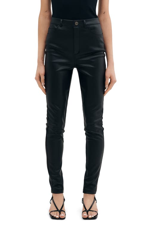 Two Lines By Marcella Santiago Faux Leather High Waist Pants In Black
