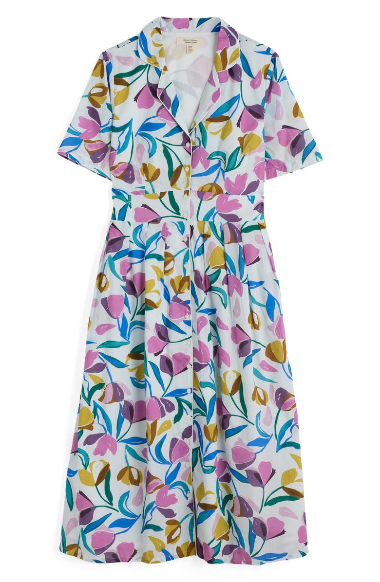 Seasalt Cornwall Tulips Organic Cotton Shirtdress, Alternate, color, Collaged Tulips Chalk