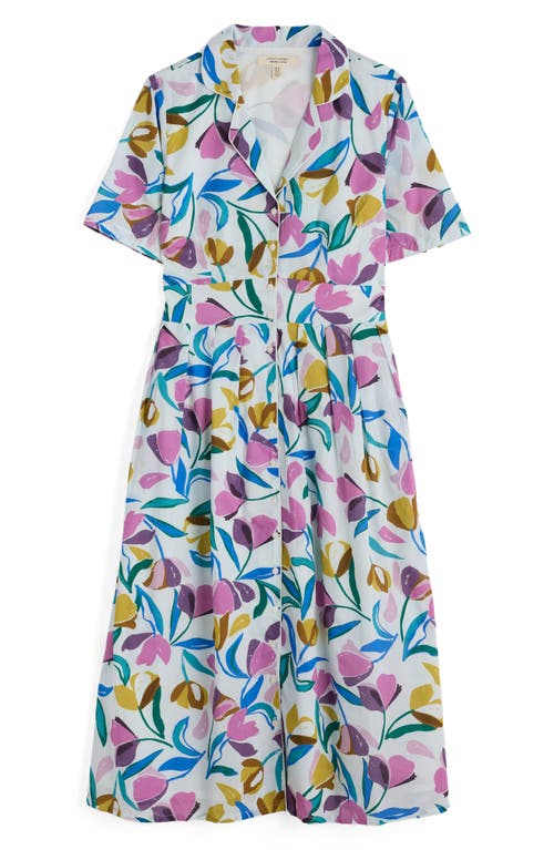 Seasalt Cornwall Tulips Organic Cotton Shirtdress In Collaged Tulips Chalk