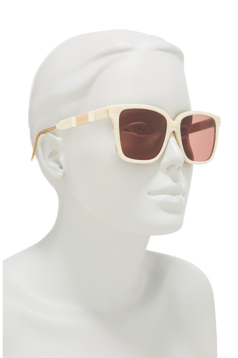 56mm Square Sunglasses, Alternate, color, BEIGE