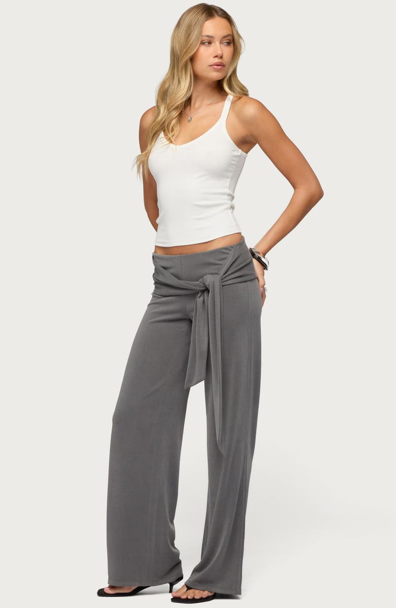 EDIKTED Xyla Waist Tie Straight Leg Pants, Alternate, color,