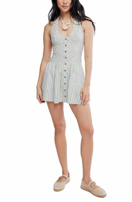 Clean Break Stripe Halter Minidress