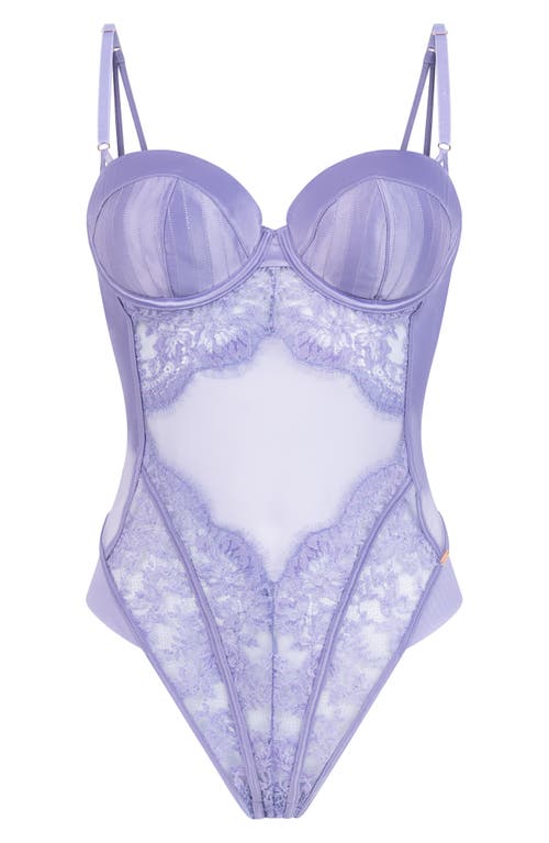 Hunkemoller Hunkemöller Charlie Mesh & Lace Bodysuit In Persian Violet
