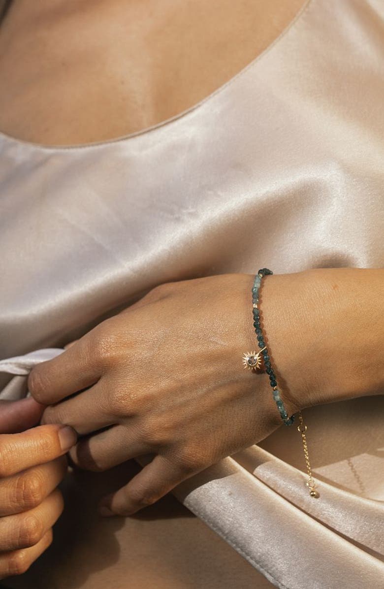 Satya Jewelry Channeling Wisdom Sapphire Starburst Beaded Bracelet, Alternate, color, Blue