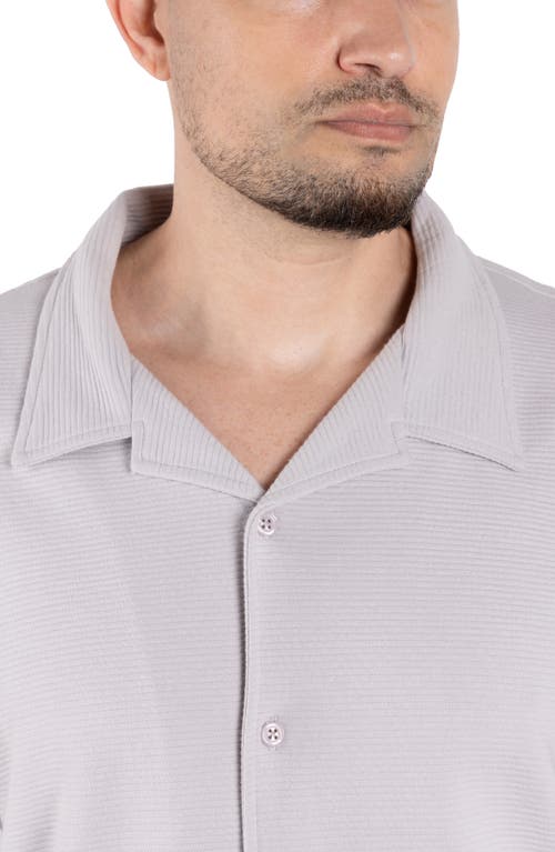 Shop Spring + Mercer Classic Fit Textured Knit Camp Shirt In Gray
