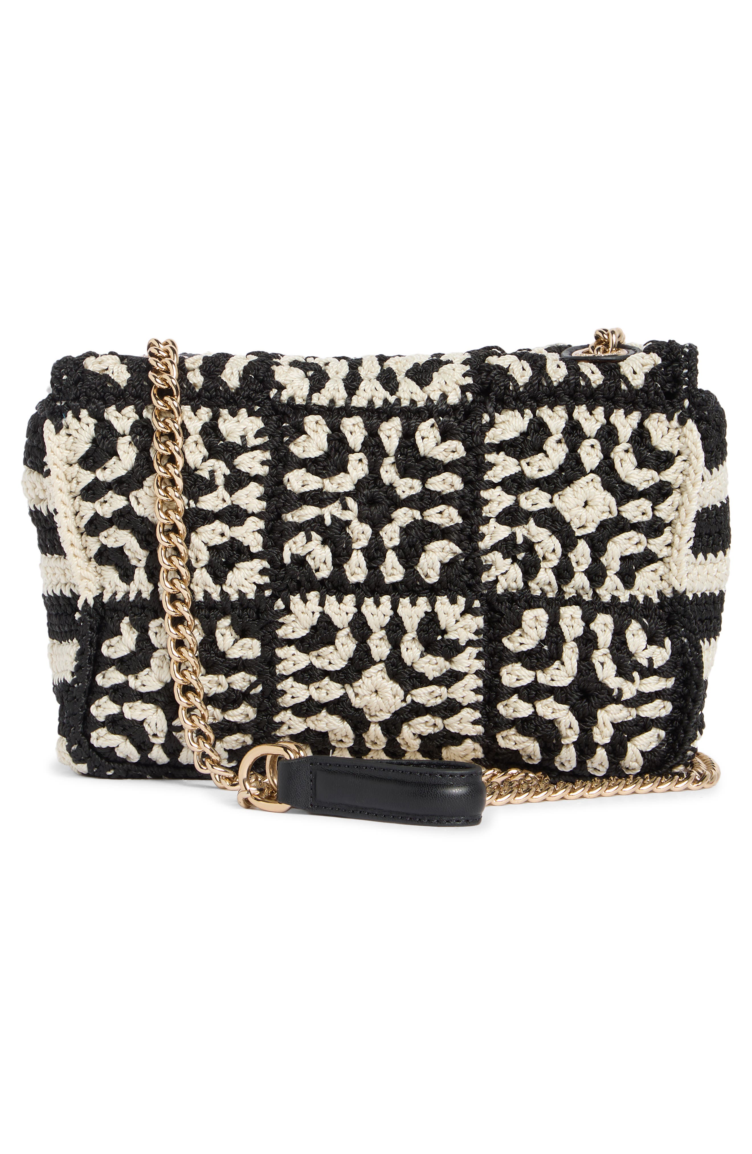 Kurt Geiger London Medium Crochet Kensington Crossbody Bag, Alternate, color, Black/ White
