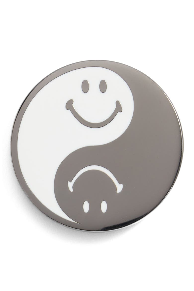 Smiley® x PINTRILL Yin Yang Pin, Main, color, BLACK/ WHITE
