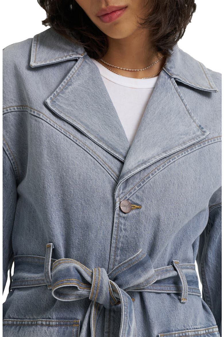 Denim Trench Coat, Alternate, color, HAUTE HAZE
