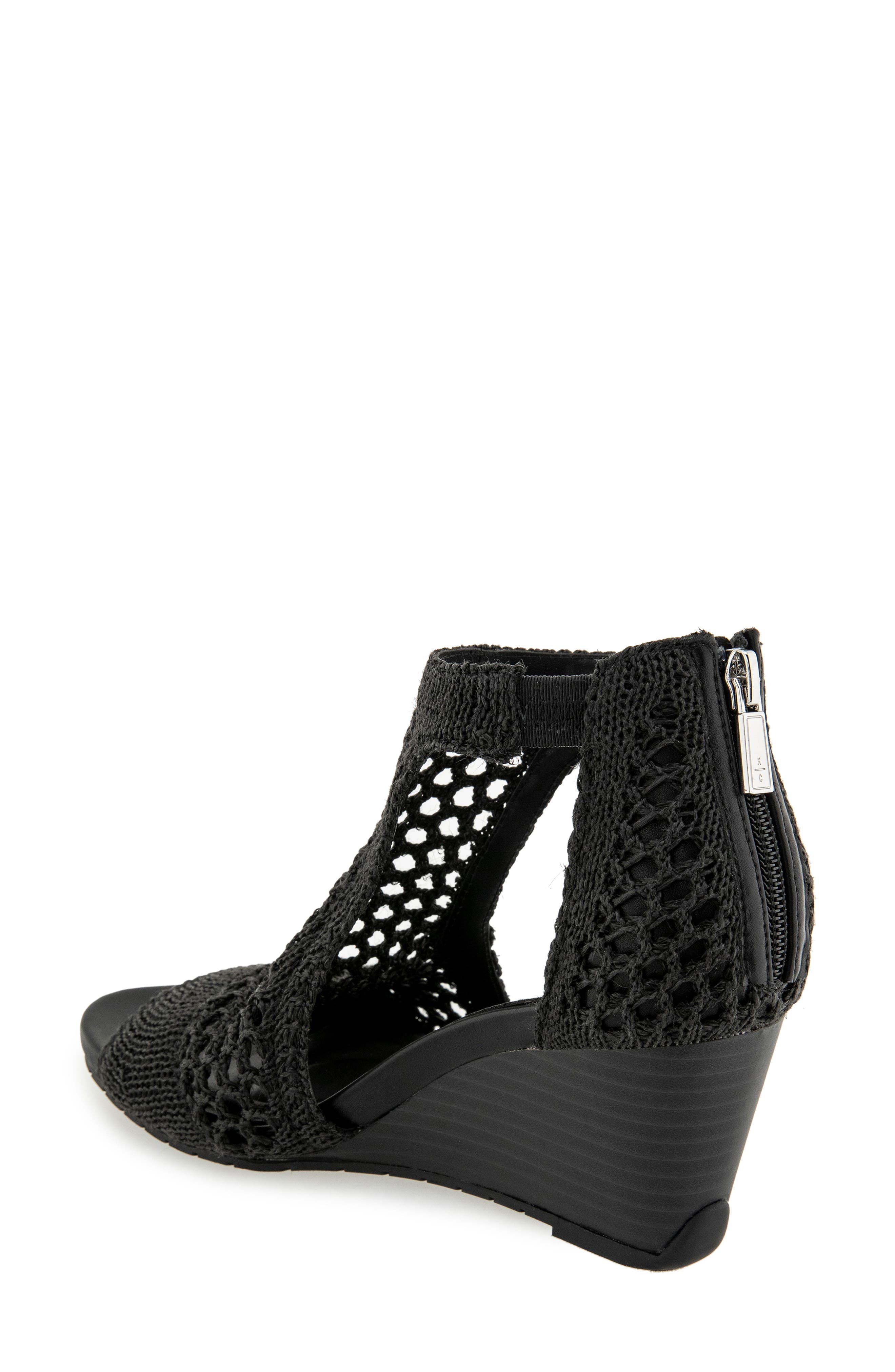 Reaction Kenneth Cole Gracie Wedge Sandal, Alternate, color, Black Raffia