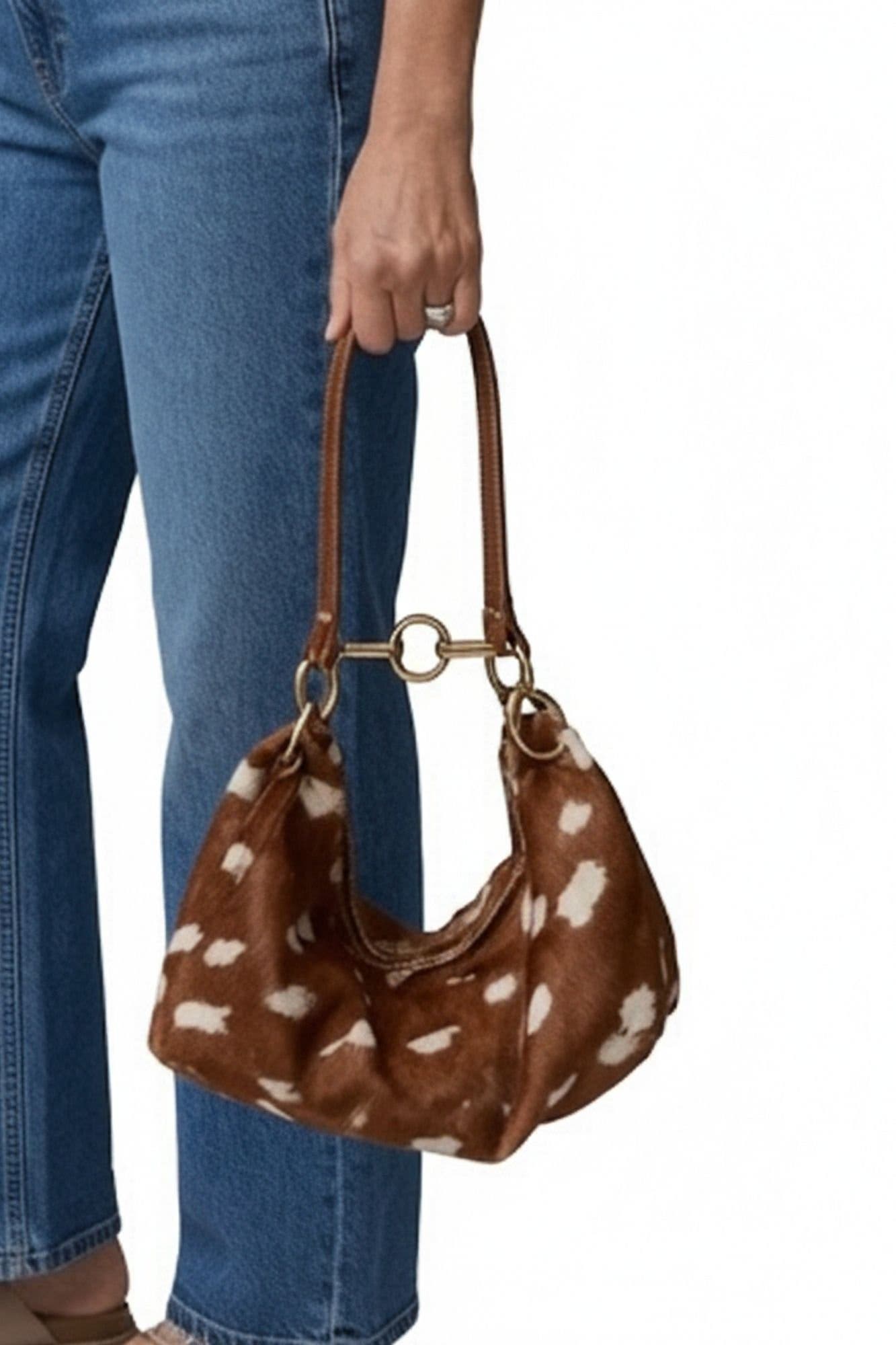 Leather Shoulder Bag, Alternate, color, Fawn Calf Print