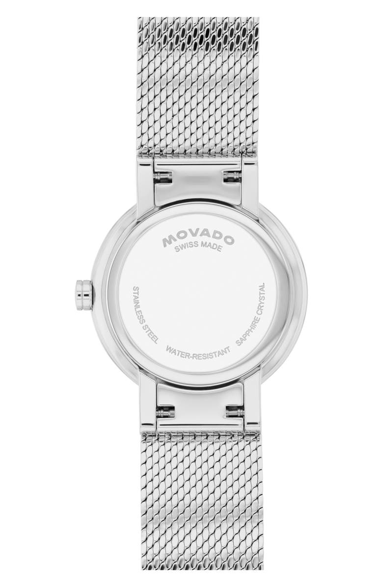 Movado Museum Velura Lab Grown Diamond Mesh Strap Watch, 25mm, Alternate, color, 