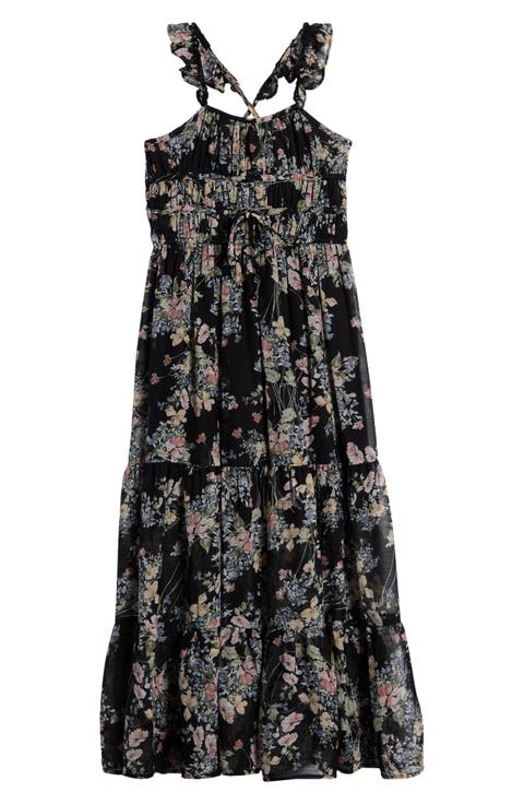 Kids' Floral Ruffle Strap Maxi Dress (Big Kid)