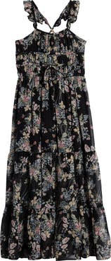 Ava & Yelly Kids' Floral Ruffle Strap Maxi Dress