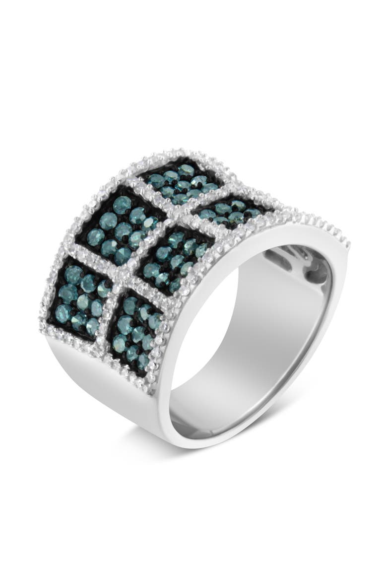 14K Gold 1 1/2 Cttw White and Treated Blue Diamond Cocktail Ring, Alternate, color, White Gold