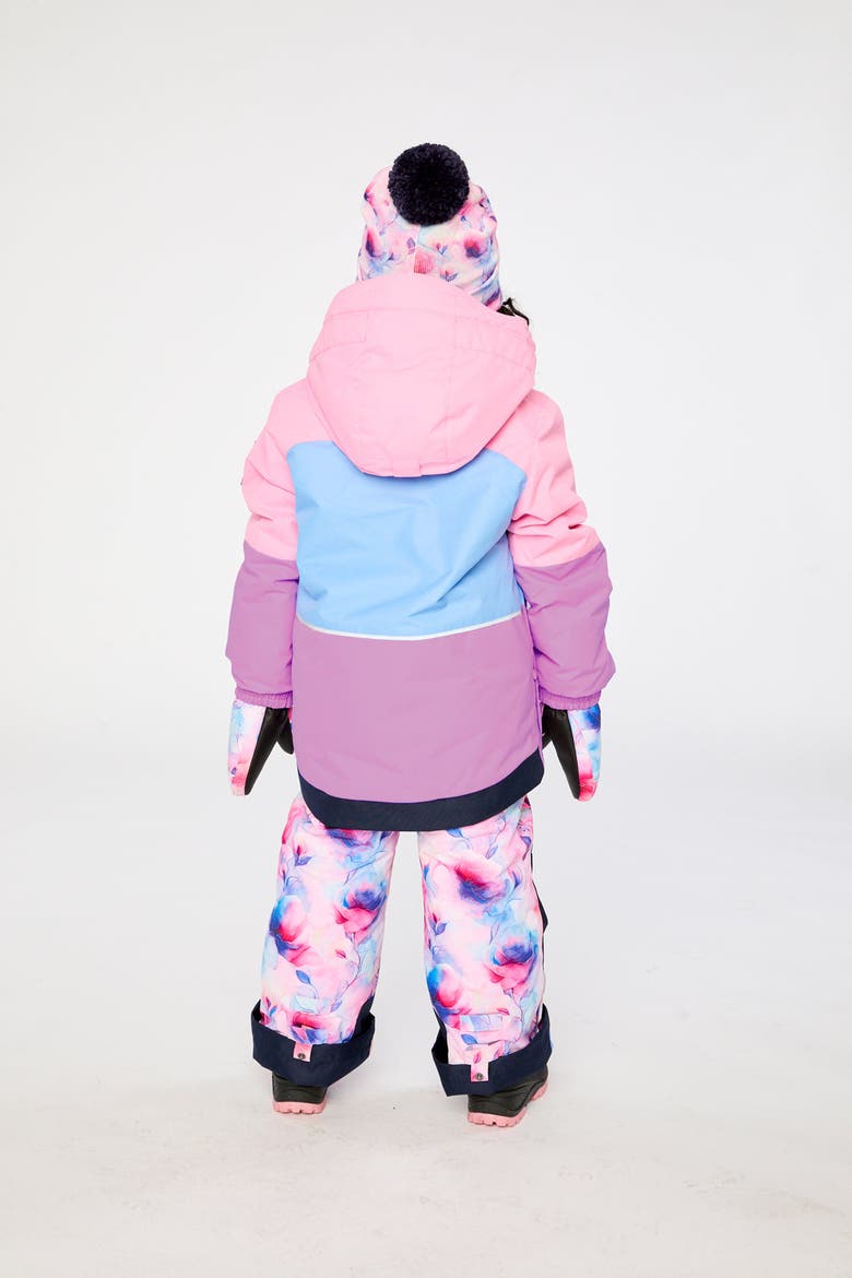 Play Colorblock Jacket & Floral Pants Two Piece Snowsuit, Alternate, color, Pink Watercolor Floral Print