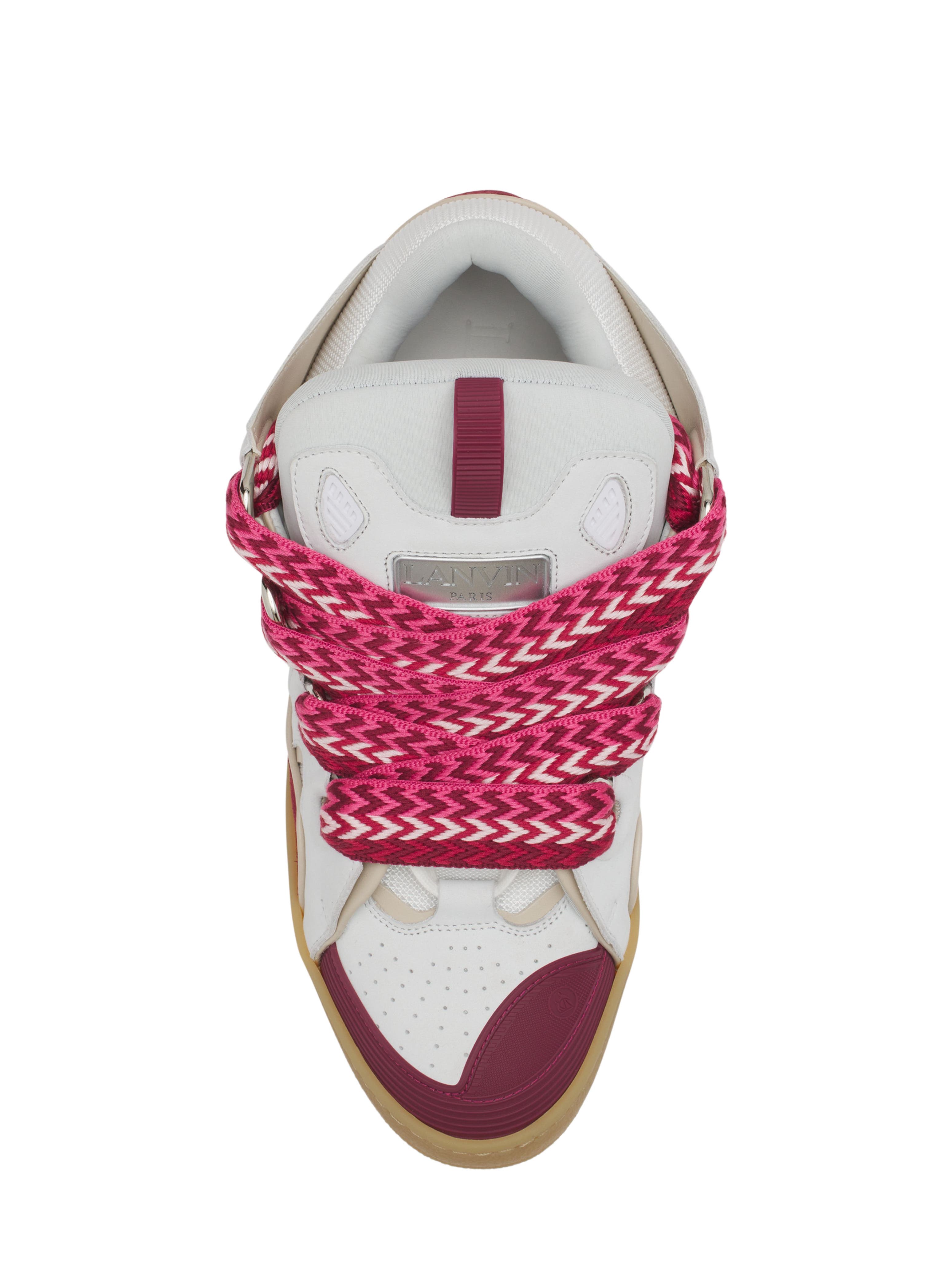 Lanvin Curb Leather Sneakers, Alternate, color, Green/Pink