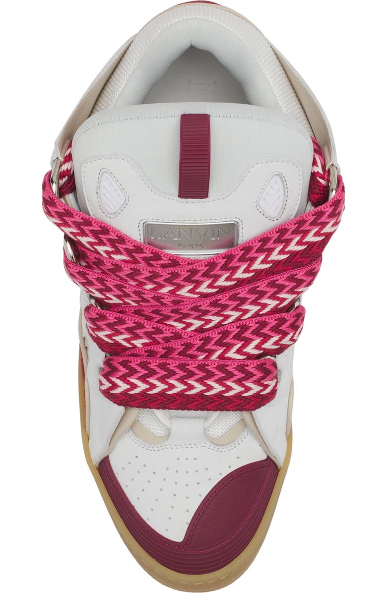 Lanvin Curb Leather Sneakers, Alternate, color, Green/Pink