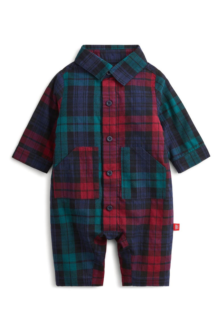 Kids' Plaid Flannel Romper, Main, color, REDMU