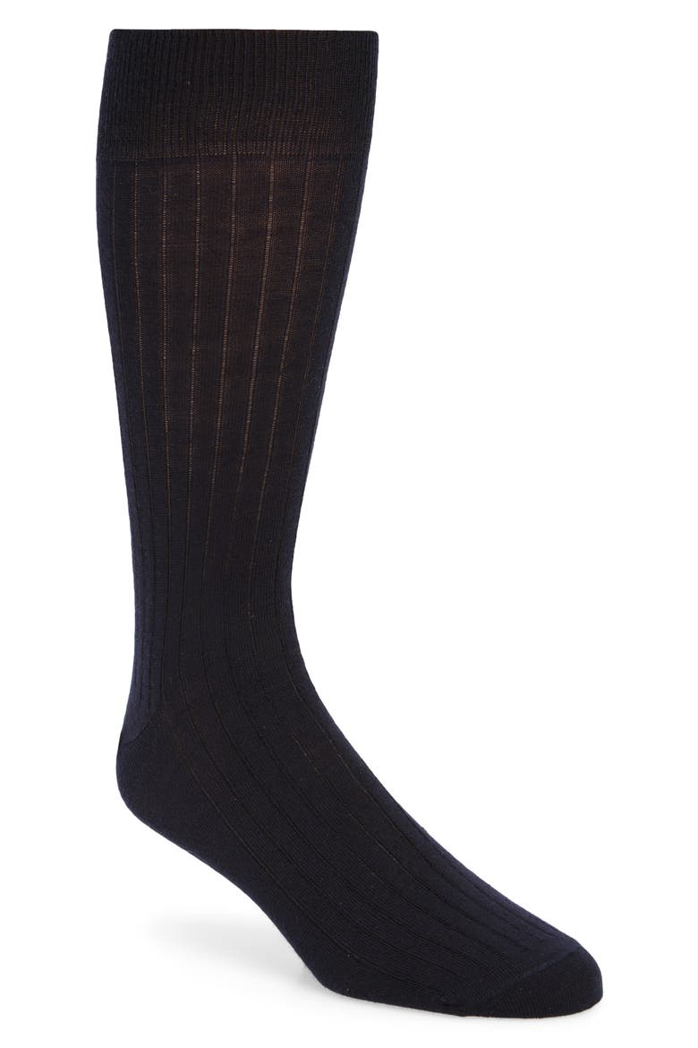 Merino Wool Blend Dress Socks, Main, color, NAVY