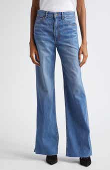 Taylor High Waist Raw Hem Wide Leg Jeans