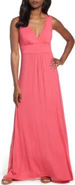 Loveappella V-Neck Jersey Maxi Dress