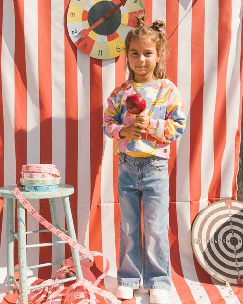 Deux Par Deux Little Girl's Wide Leg Jeans Denim Blue In Denim Blue