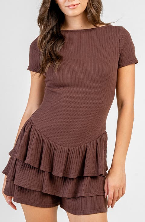 Ruffle Tiered Knit Romper