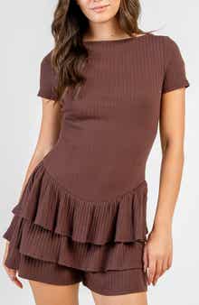 Ruffle Tiered Knit Romper