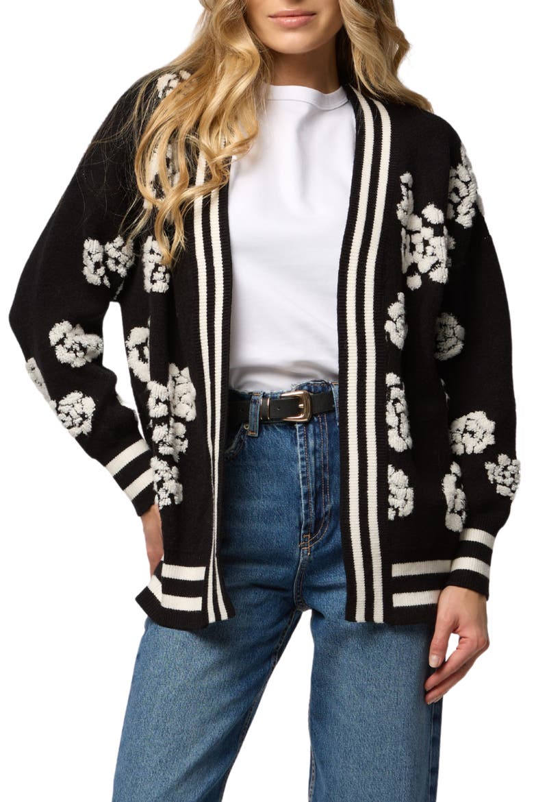 Abstract Rose Cardigan, Main, color, BLACK
