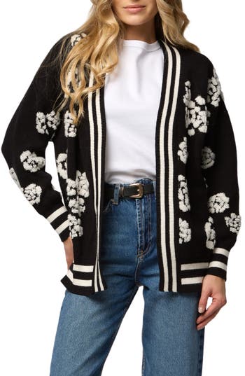 Saachi Abstract Rose Cardigan In Brown