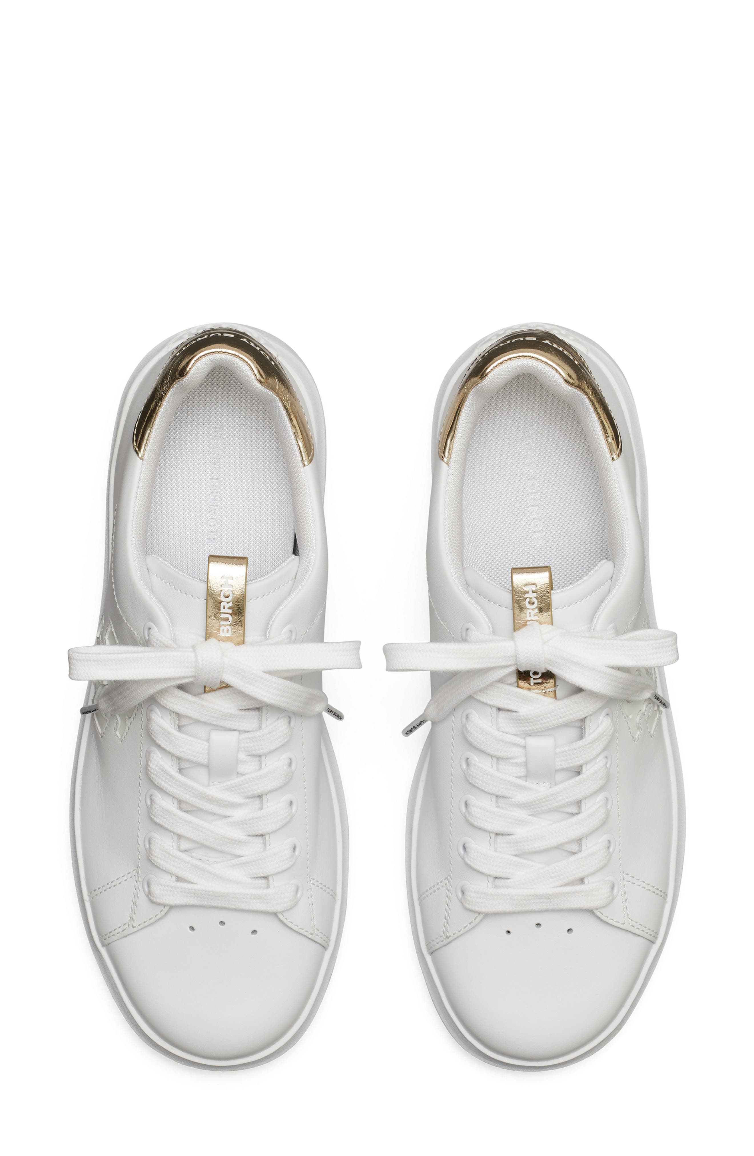 Tory Burch Double T Howell Court Sneaker, Alternate, color, Titanium White / Spa