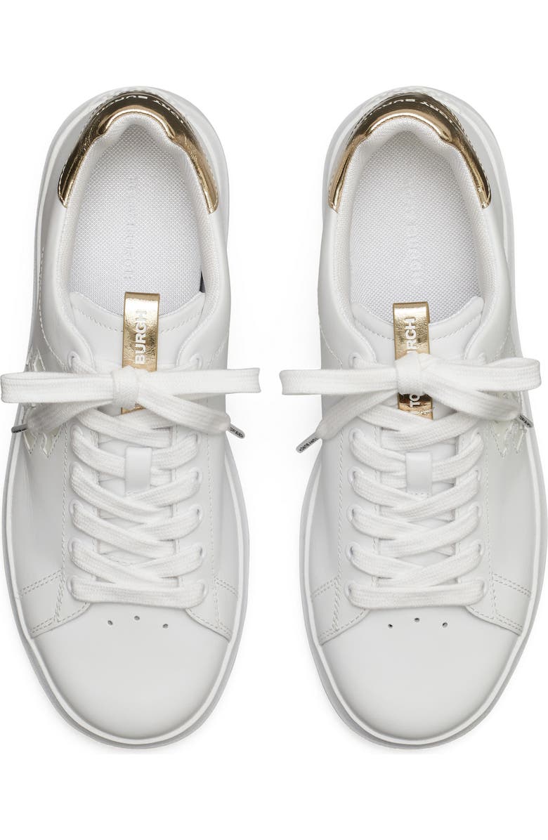 Tory Burch Double T Howell Court Sneaker, Alternate, color, Titanium White / Spa
