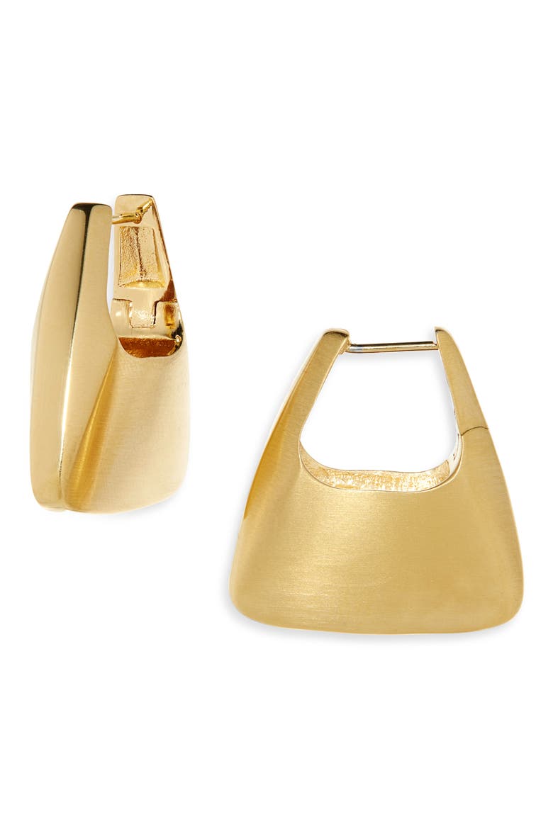 Oslo Hinge Square Hoop Earrings, Main, color, GOLD