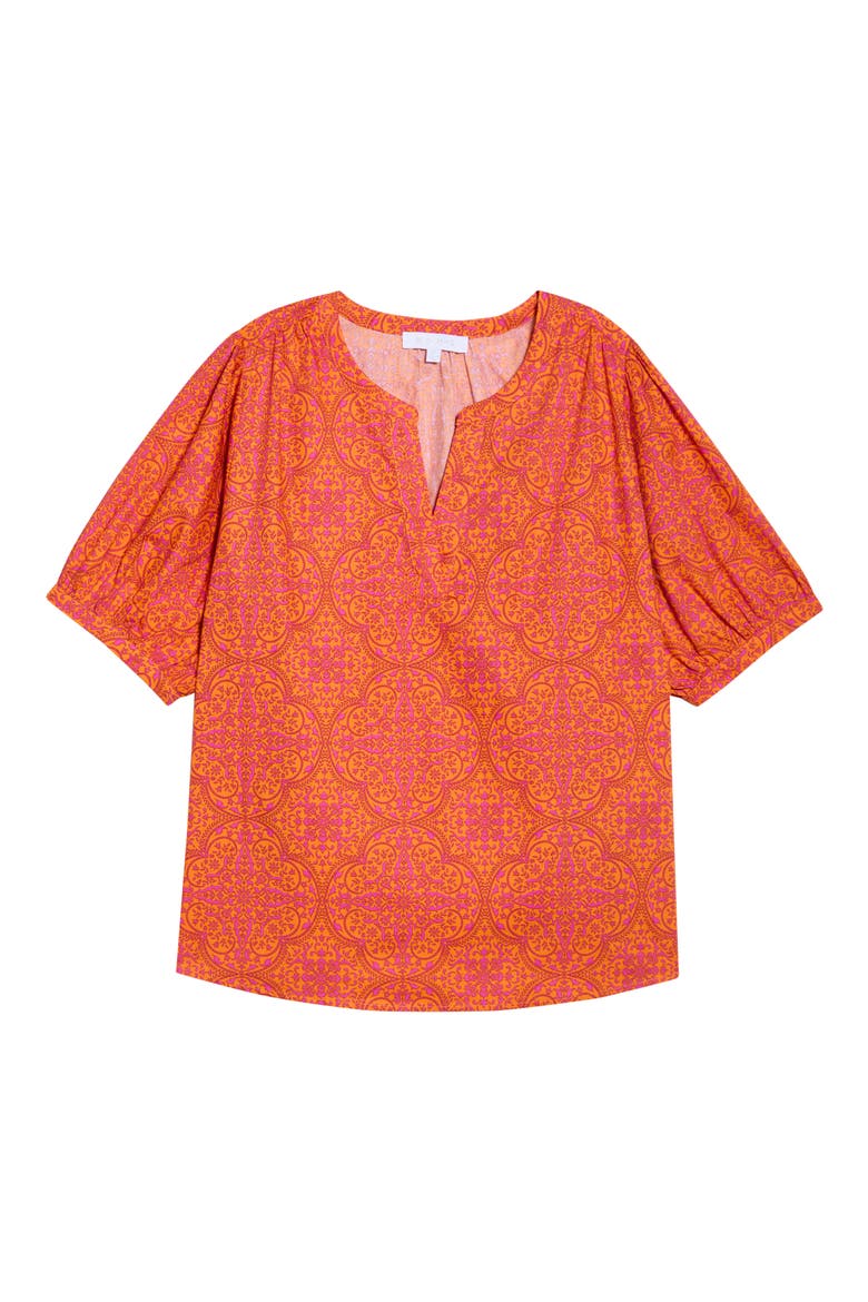 Debary Floral Print Top, Alternate, color, FLAME-ORANGE