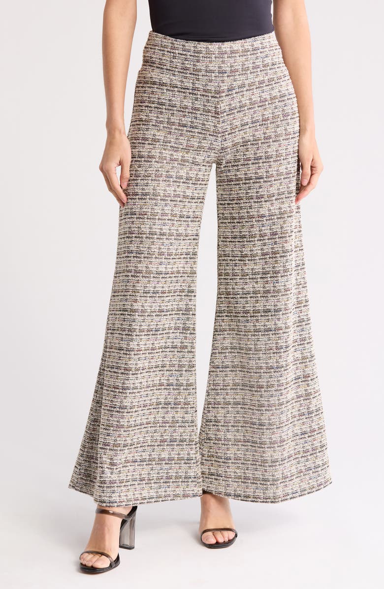 Renee C Tweed Wide Leg Pants, Main, color, Black/Beige