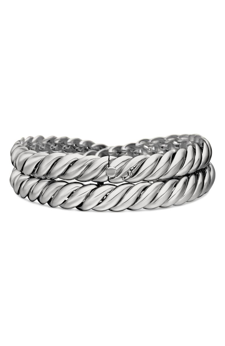 David Yurman Sculpted Cable Double Wrap Bracelet in Sterling Silver, 8.5mm, Alternate, color, 