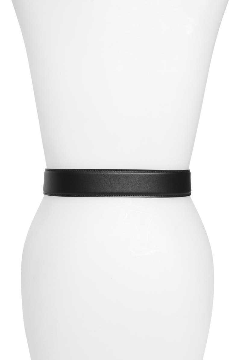 Versace Medusa Coin Leather Belt, Alternate, color, Nero/ Gold Tribute