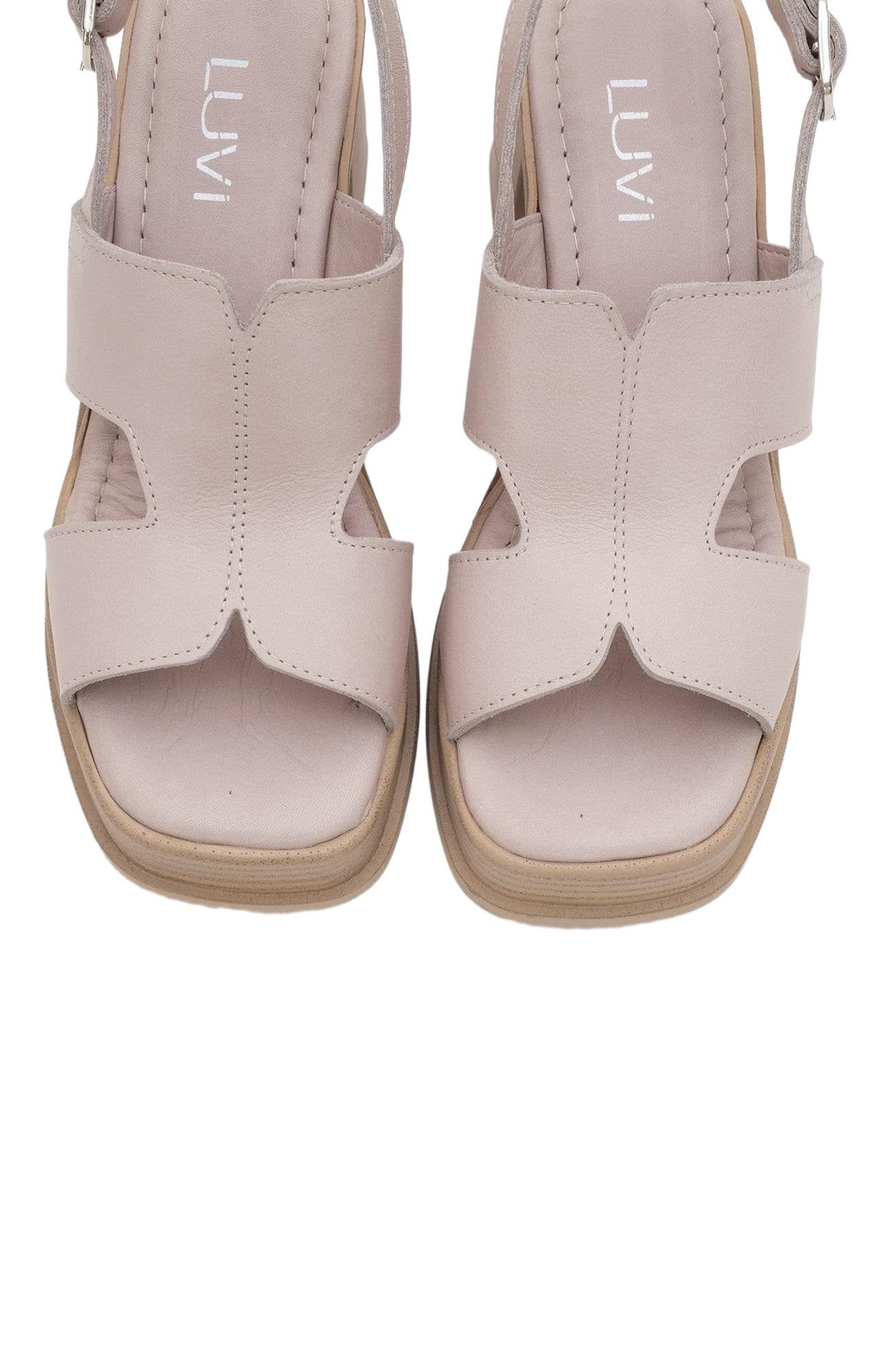 Zennia Leather Platform Sandal, Alternate, color, Beige Leather