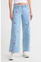 Low Rise Cherry Embroidered Straight Leg Jeans