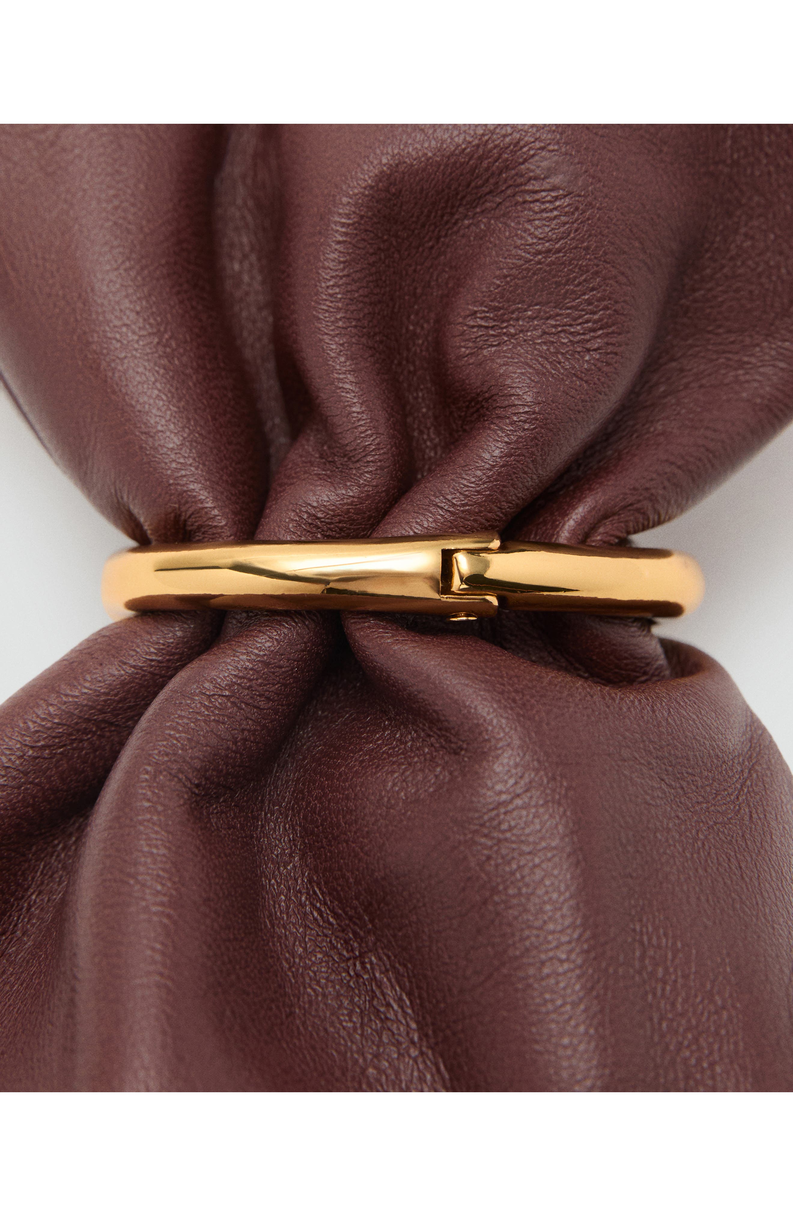 MANGO Leather Bucket Bag with Metallic Detail, Alternate, color, 