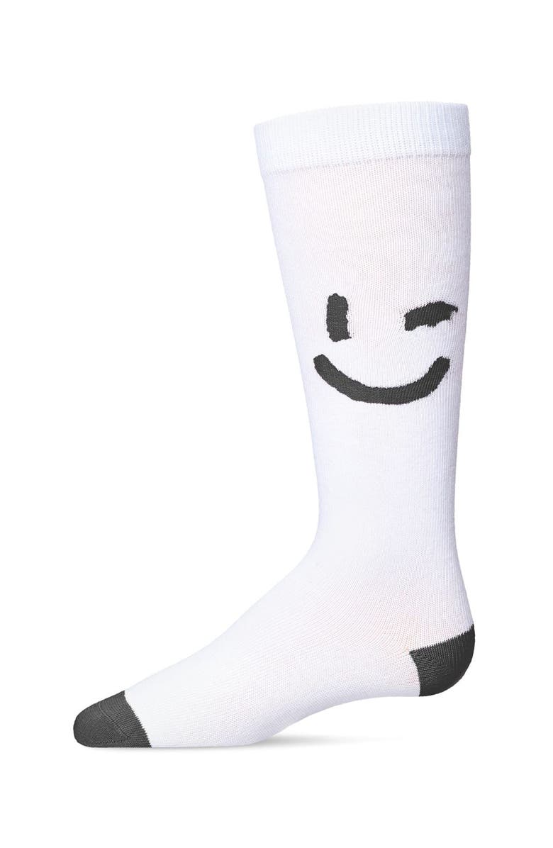 MeMoi Air Brush Winking Smiley Knee High Sock, Main, color, 