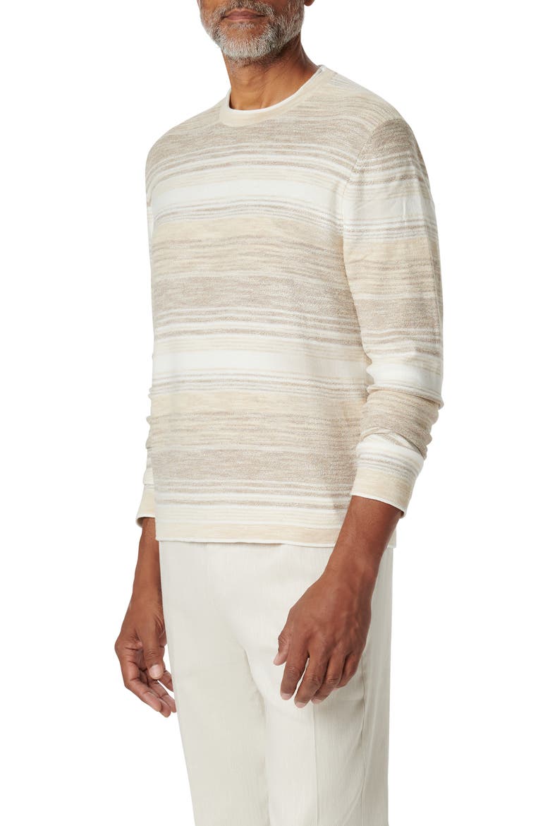 Stripe Crewneck Cotton Sweater, Alternate, color, BEIGE
