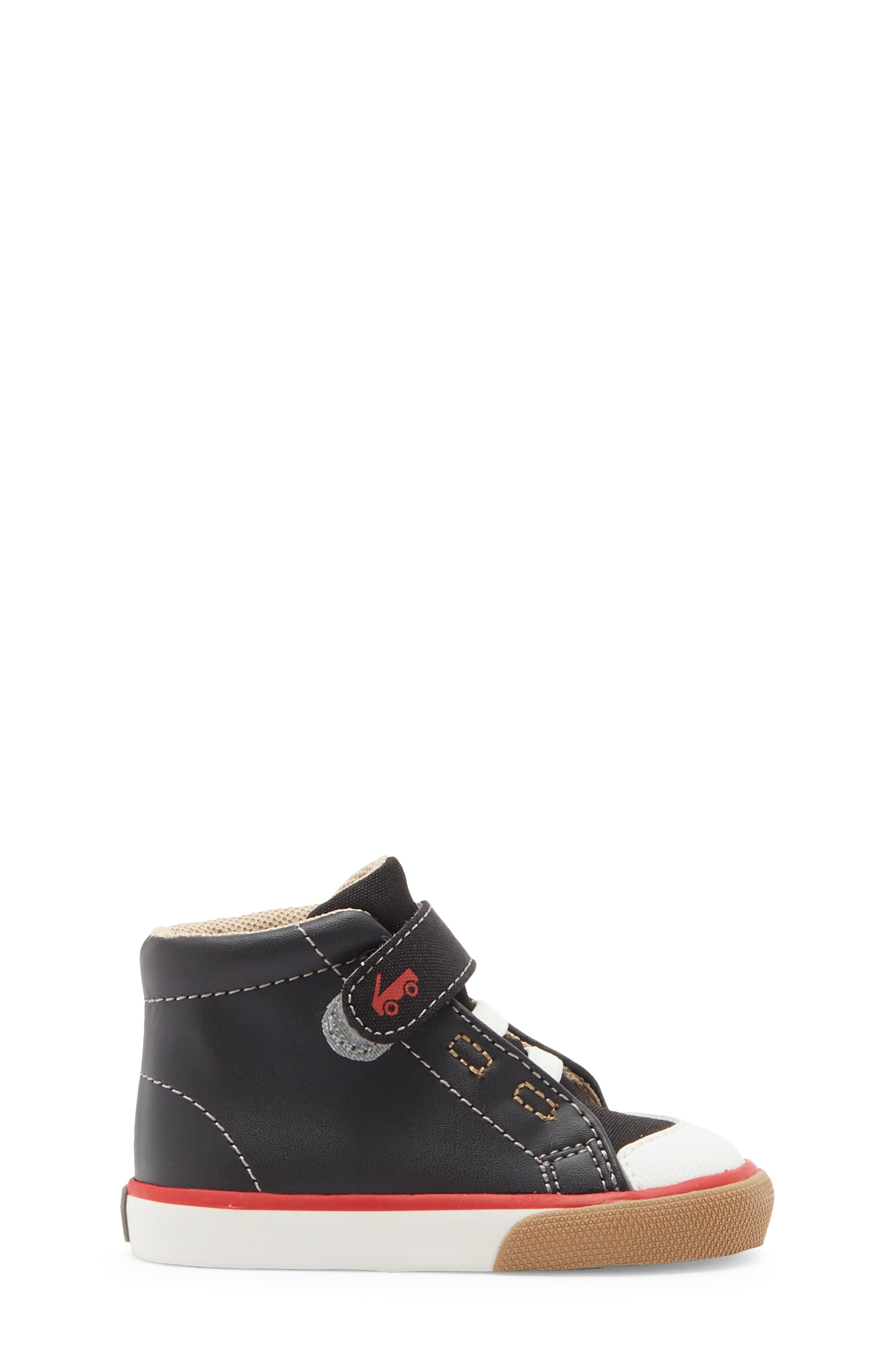 Kids' Drew High Top Sneaker, Alternate, color, BLACK/ RED