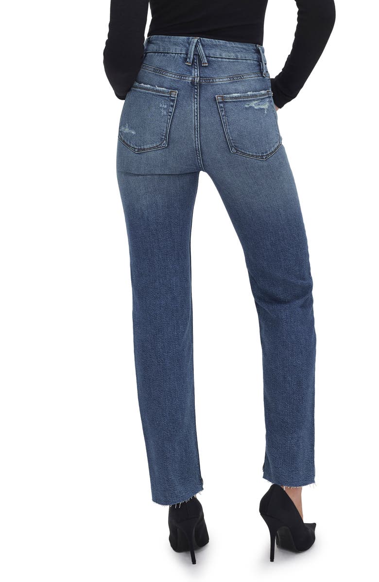 Good American Good Boy Step Hem High Waist Ankle Straight Leg Jeans, Alternate, color, Indigo604